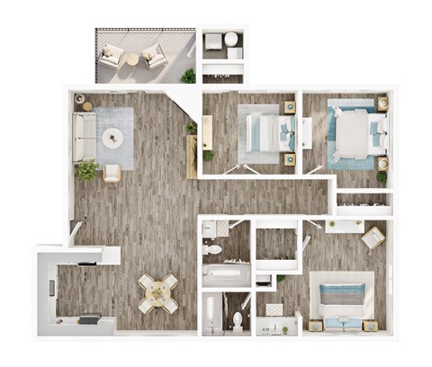 Floor plan for 3 beds, 2 baths, 1150 sqft